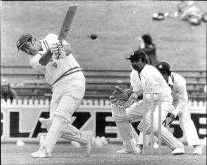 Bob Simpson at the wicket during his famous 1977 comeback season, batting against India for New...
