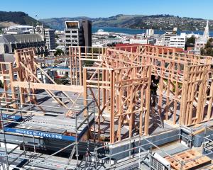 Another storey is being added to a Smith St home in Dunedin. PHOTO: STEPHEN JAQUIERY