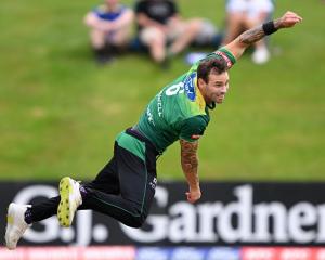 Doug Bracewell bowls for Central Districts against the Otago Volts at the University Oval in...