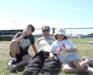 Enjoying the sun and an ice cream at the North Otago A&P Show on Saturday are (from left) Kyan,...