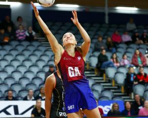 Southern Blast goal attack Ella Southby pulls in the ball during their National Netball League...