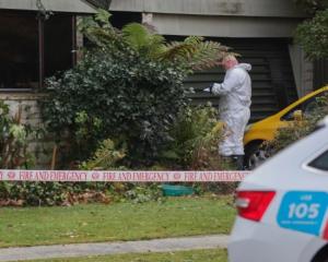 An investigator at the fire scene. Photo: RNZ / Louis Dunham