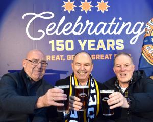 Toasting to 150 years of Speight’s with a special commemorative brew are (from left) brewing...