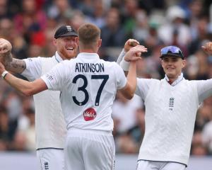 England captain Ben Stokes (left) celebrates with Jacob Bethell and fellow night-clubber Gus...