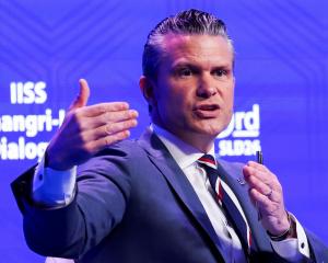 United States Secretary of Defence Pete Hegseth speaks at the IISS Shangri-La Dialogue security...