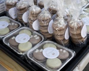 Otago Polytechnic Culinary Arts students’ oat creme stacks on sale at Otago Farmers Market....