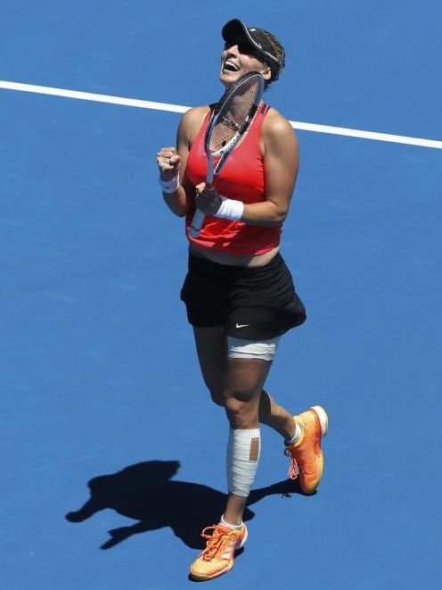 Mirjana Lucic-Baroni celebrates after beating Karolina Pliskova. Photo: Reuters 