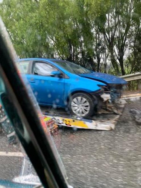 The car crashed into a barrier in Ramrock Rd. Photo: supplied/ Kelvin Henderson