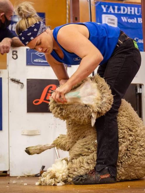 North Canterbury shearer Lydia Thomson originally had dreams of being a jockey. Photo: SSNZ