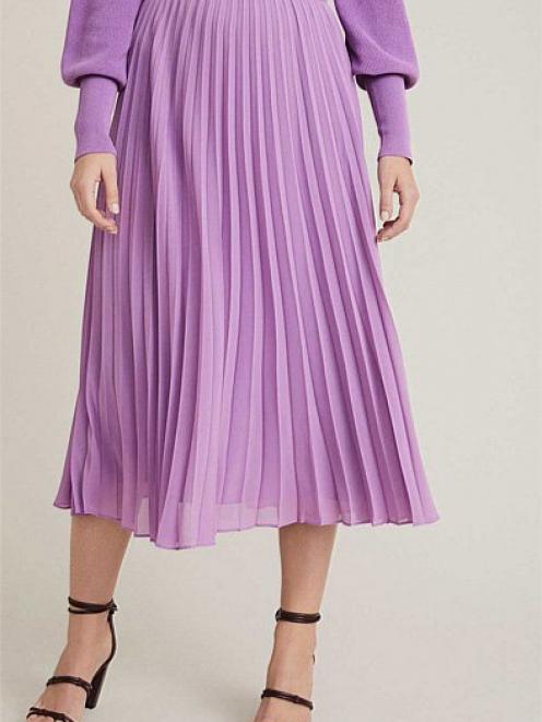 Witchery’s Sunray pleat skirt in violet.