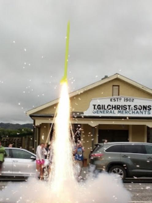 One of Alistair Broad’s rockets blasts off at Oturehua. PHOTO: SUPPLIED/ALISTAIR BROAD
