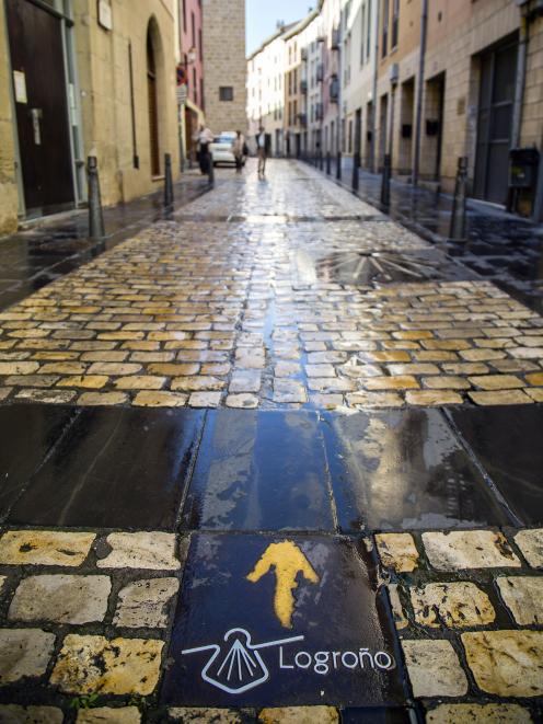 The famous Camino de Santiago (Pilgrim’s Way) heads through the streets of Logrono.