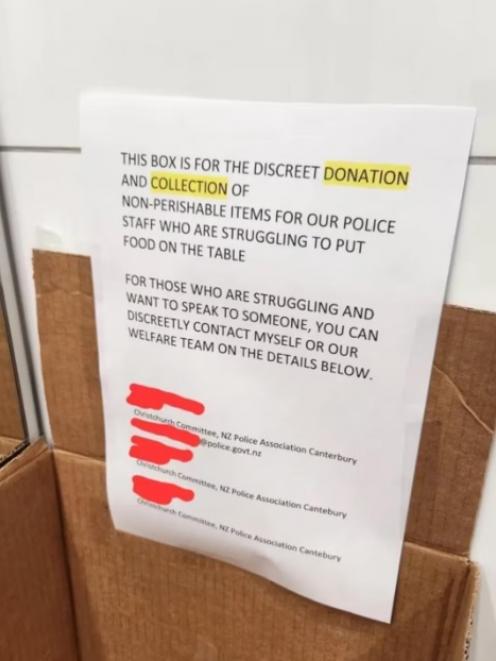 A box asking for 'discreet' donation and collection of non-perishable items has been placed in a...