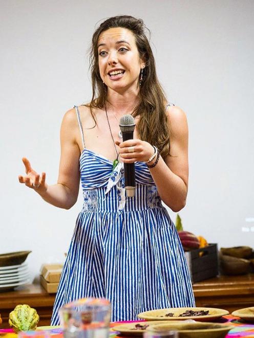Elle Coco speaks at the Grenada Chocolate Festival in the Caribbean in 2017.