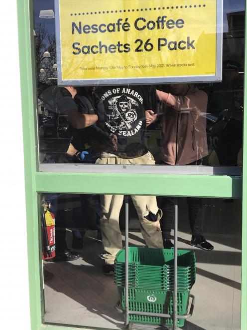 A man is arrested after a stabbing attack in Countdown Central in Dunedin today. Photo: Supplied A man is arrested after a stabbing attack in Countdown Central in Dunedin today. Photo: Supplied