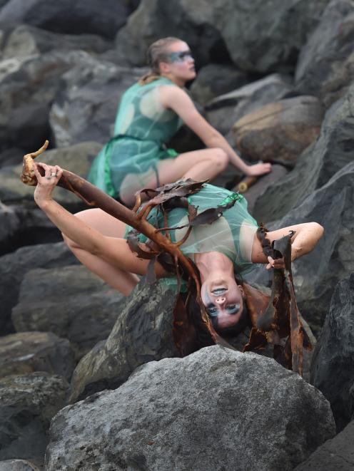 Elemental performers Victoria Bernard (front) and Fern Stoddart. Photo: Peter McIntosh