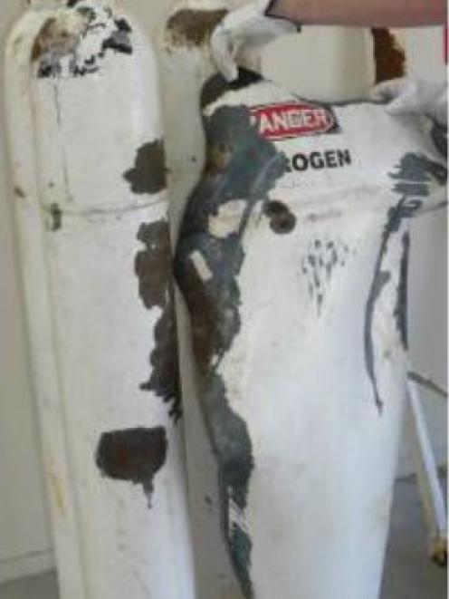 The canister which exploded killing a cruise ship crew member. Photo: TAIC