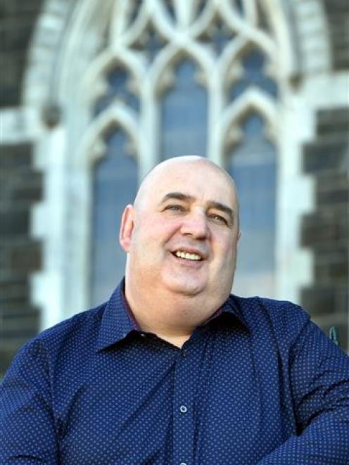 Ian Loughran outside Knox Church, the venue for the show. Photo: Peter McIntosh