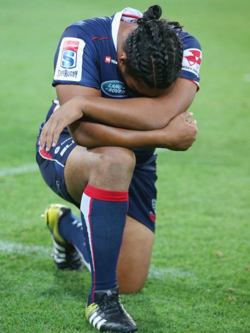 Fereti Saaga of the Rebels after losing last week's match against the Waratahs. Photo: Getty...