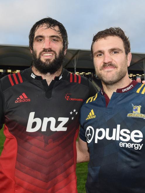 Sam and Luke Whitelock during the Super 15 competition earlier this year. Photo: Getty Images 