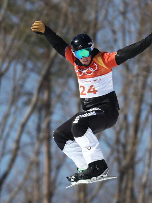 Duncan Campbell, of Queenstown, competes  in the men’s snowboard-cross yesterday. Photo: Getty...