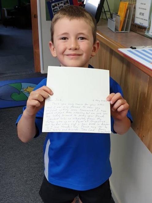 Jack Taylor shows the letter he received from Ashley Bloomfield.  Photo: Supplied via NZ Herald