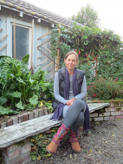 Nisha Duncan in the permaculture garden.