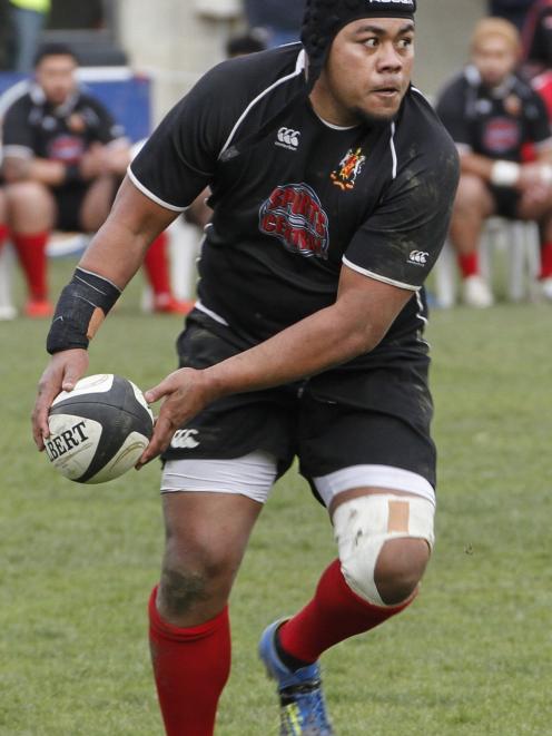 Old Boys No 8 Soni Tongotongo epitomises the power game of Tongan rugby players. Photos: Phil...