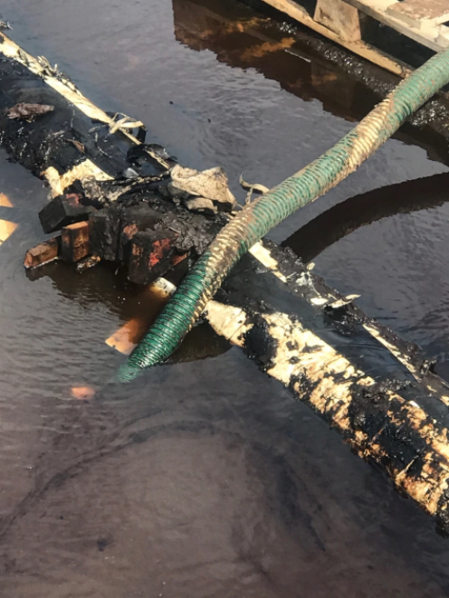 The pipeline damage in a peat swamp at Ruakaka. Photo: supplied