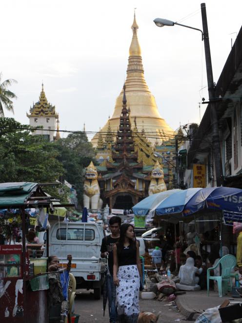 The towering Shwedagon Pagoda, in Yangon, is one of the most sacred sites in the Buddhist world....