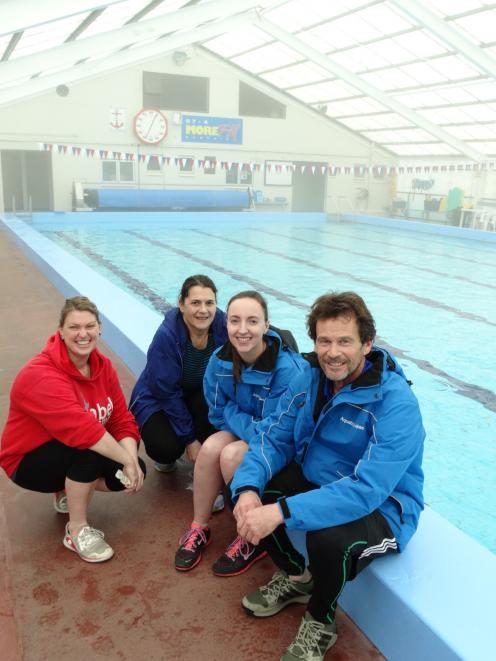 Excited to be back at the Port Chalmers Pool are (from left) lifeguards Carly Hutton, Nikki...
