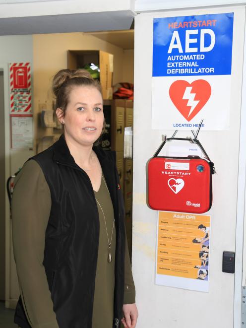 Go Bus staff member Lisette Zonnebeld with the company’s Automated External Defibrillator. PHOTO:...