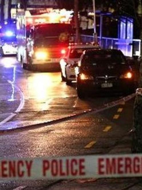 A police cordon near the scene of the shooting. Photo NZ Herald