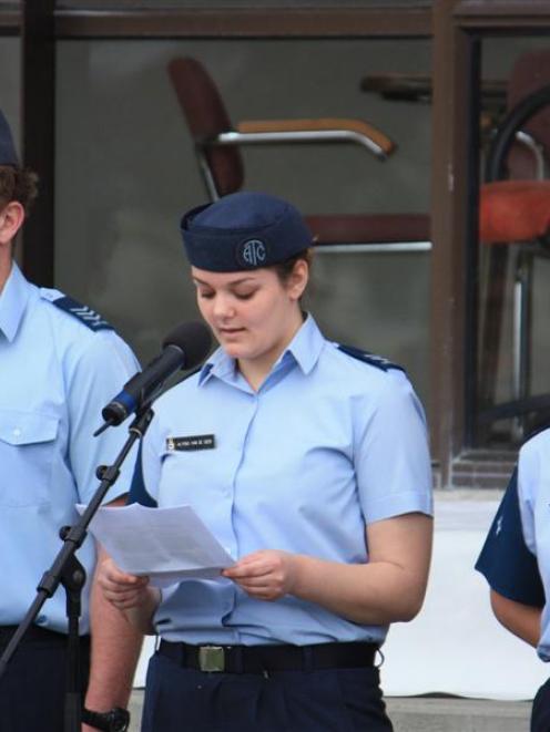 50 Alexandra Squadron members (from left) Jono Martin,  Sarah Mead-Flower and Alanah Smyth. Photo...