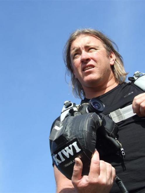 Antony Hansen is rigged and ready to record the aerial action at an international meeting near...
