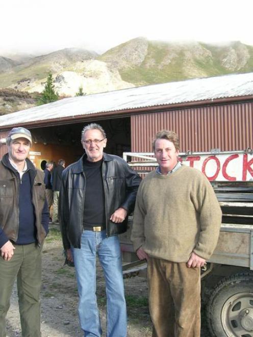 Lake Hawea farmer Richard Burdon (right) with Ballance Farm Environment Awards judging co...