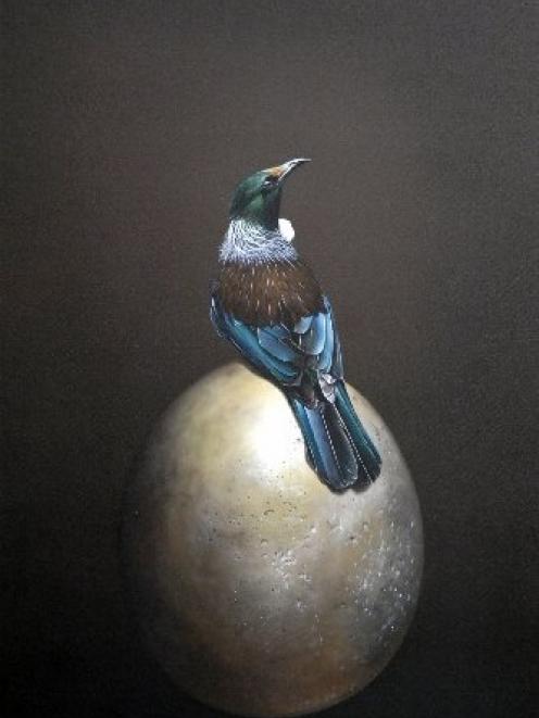 'Moa egg and tui II' by Jane Crisp.