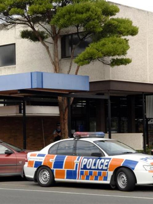 Police investigate the scene of a recent robbery attempt at a BNZ branch.