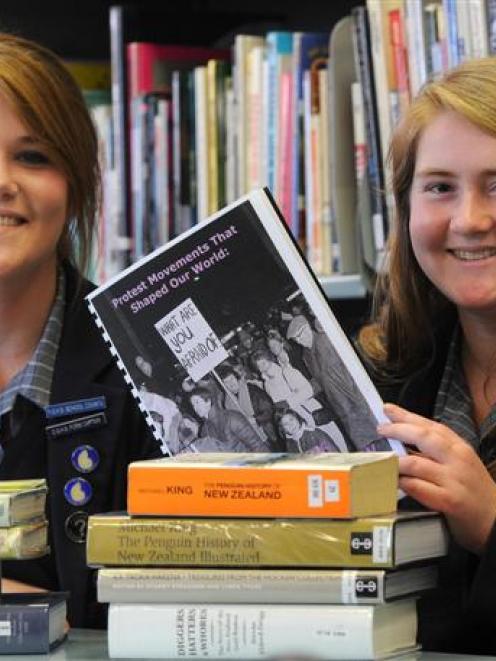 2012 New Zealand Young Historians' Awards winners Xanthe Musgrave  and Rebecca Anderson. Photo by...