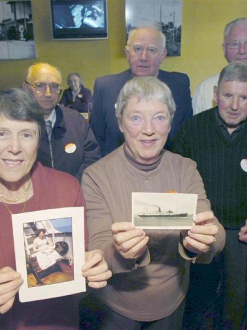 British immigrants on the 1958 voyage of Captain Hobson, (front, from left) Mary Billington (71),...