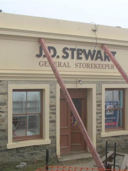 The former Bannockburn store's facade is braced as its roof is replaced in accordance with New...