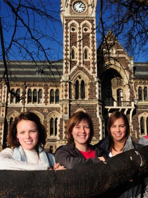 Otago players (from left) Jaimee Power, Emily Close, Claire Kersten, Hannah Broederlow and Jess...