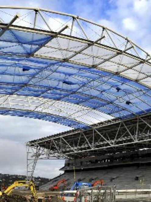 The first sections of 20,558 square metres of ETFE (ethylene tetrafluoroethylene) that make up...