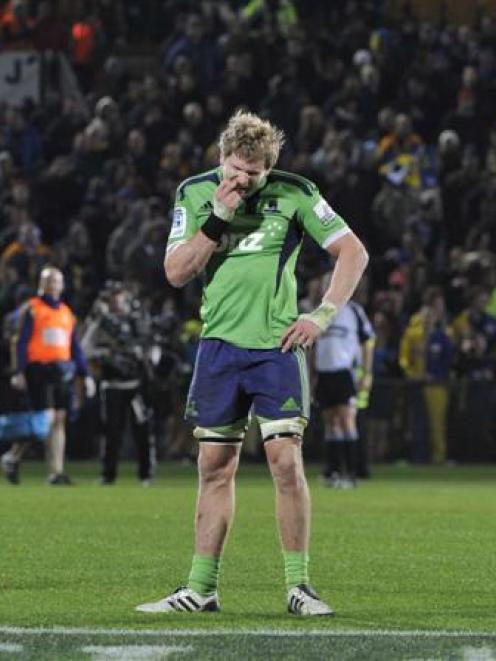 A dejected Adam Thomson after the Highlanders' 21-14 loss to the Force at Carisbrook last night....