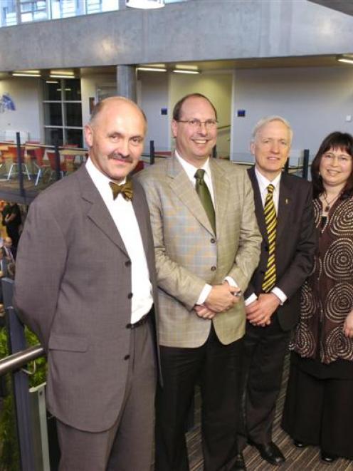 Attending the official opening of the University of Otago's new Hunter Centre are vice-chancellor...