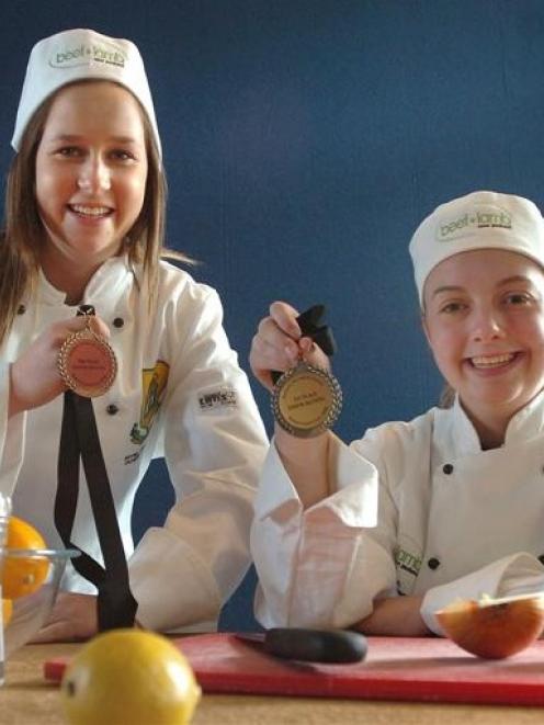 Bayfield High School food technology pupils Catherine Stringer (16), left, and Rebecca Peace (14)...