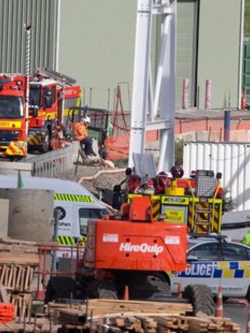Emergency Services at the scene after a chemical spill at the South Western corridor construction...