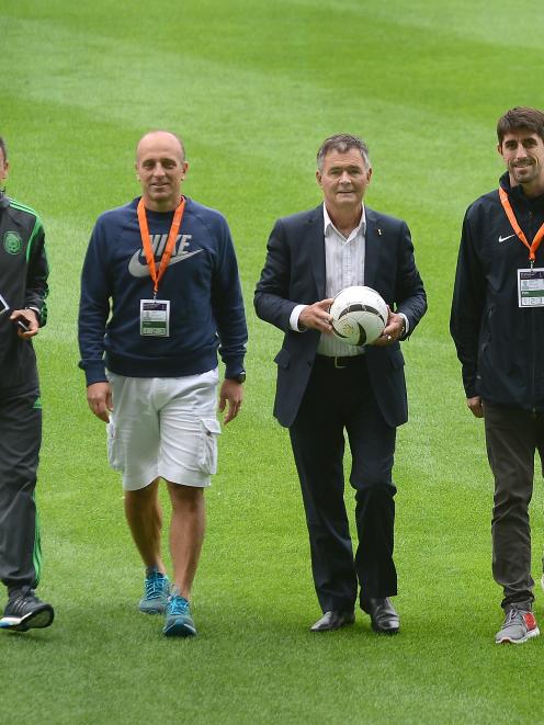 (from left) Mexican coach Juan Carlos Ortega,  Uruguayan coach Fabian Coito, Dunedin mayor Dave...