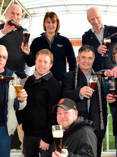 (Front) Green Man Brewery brewmaster Enrico Gritzner; (middle row, from left) McDuffs Brewery...