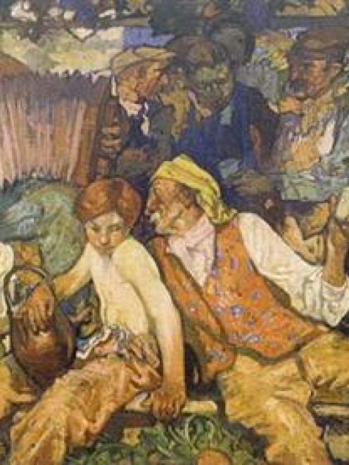 <i>Vineyard workers resting</i>, by Sir Frank Brangwyn.